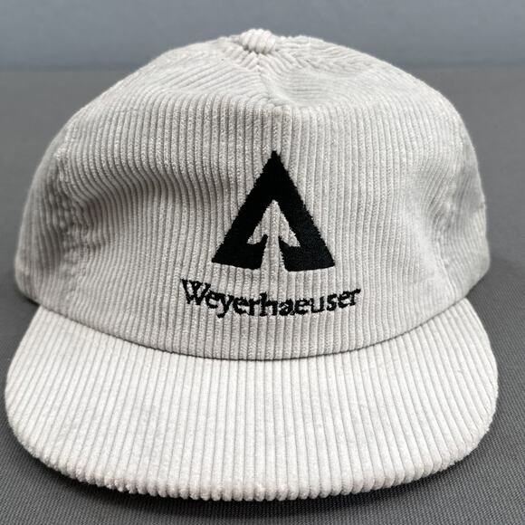 VTG Snapback Corduroy Trucker Hat Gray OWNCO USA Portland Weyerhaeuser Grandpa